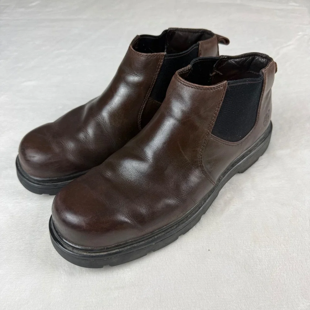Timberland Chelsea Boots Mens 10.5 Brown Leather Waterproof Ankle Boot‎ Classic